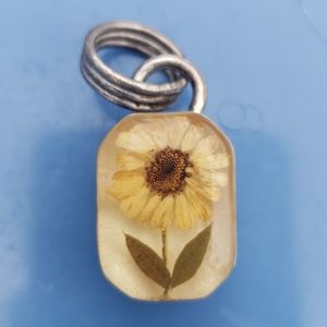 Sterling Silver pendant with dried wildflowers